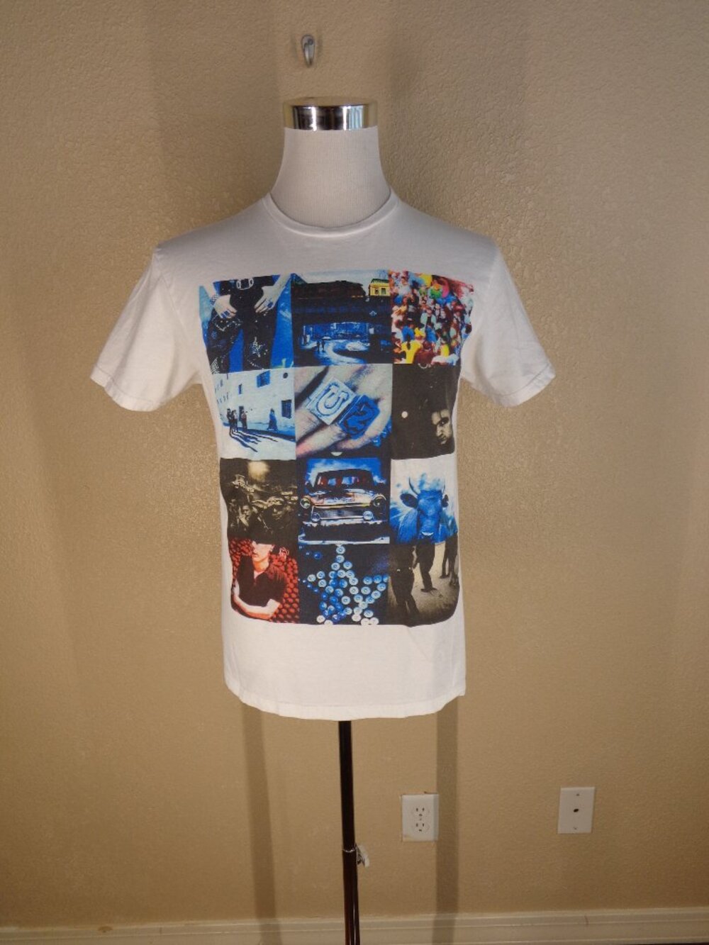 U2 Achtung Baby Album Cover White Tee Shirt Medium
